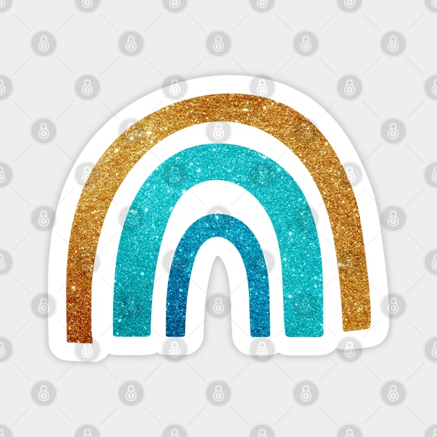 Gold and Blue Glitter Rainbow Sticker by VicEllisArt